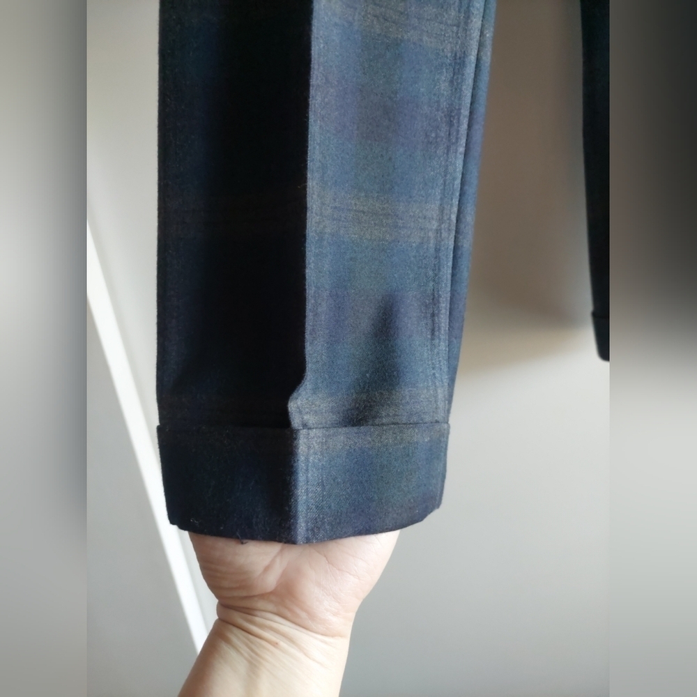 Jigsaw Wool Pant Navy Plaid Cuffed Uk 16 Us 12 Preppy Nwot — image 5 of 8